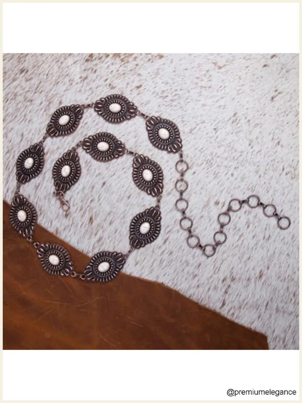 Vintage Style Western Concho Metal Belt with Turquoise Accents
